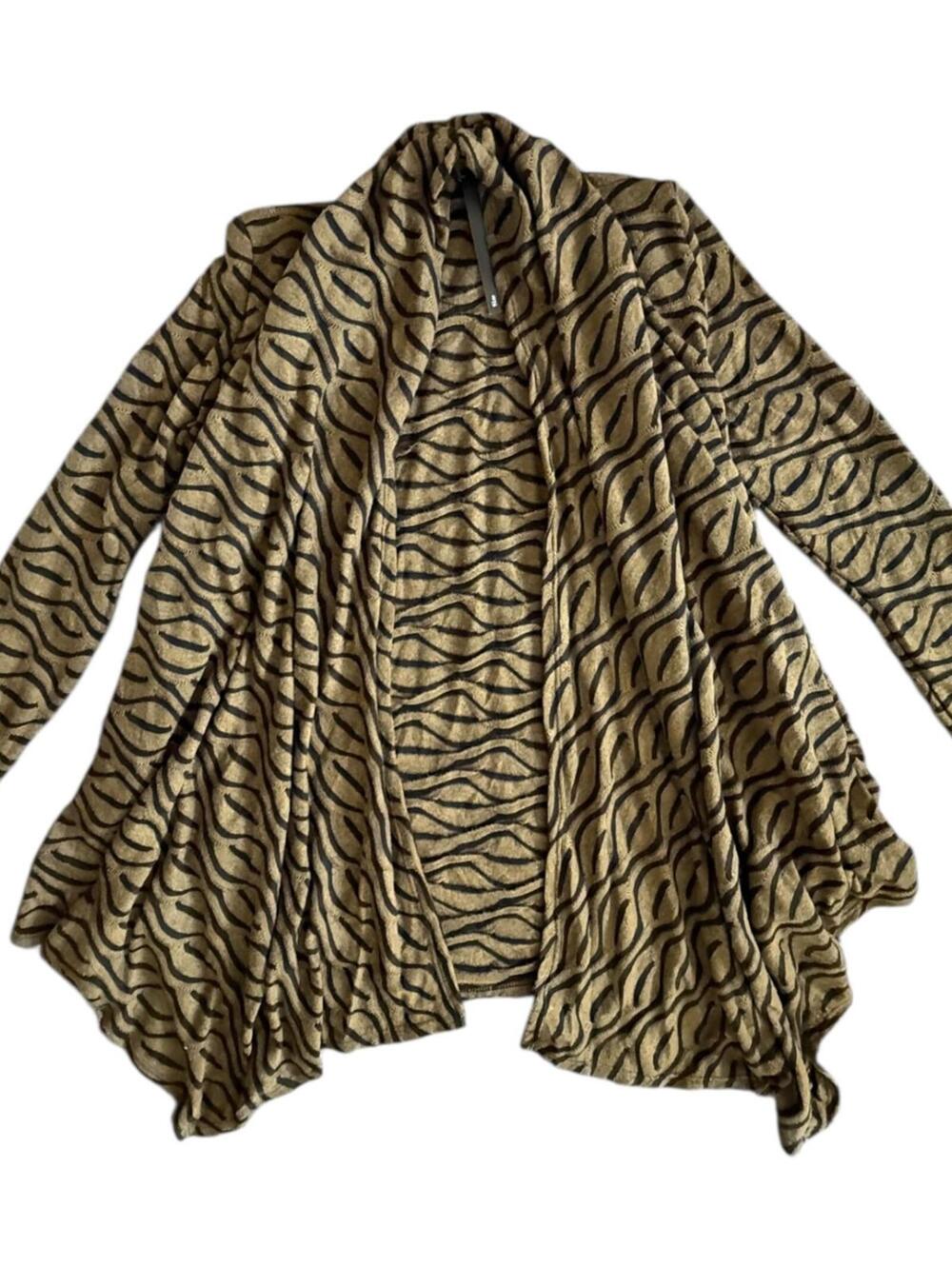 Karen T Designs Animal Print Open Front Cardigan Jacket Made in USA L